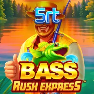 Tampilan layar permainan slot Bass Rush Express dengan tema memancing